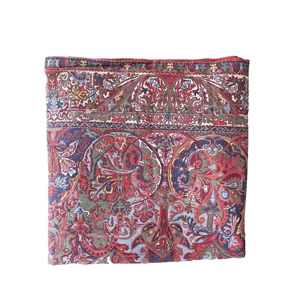 Vtg  Ralph Lauren Galahad Red QUEEN Flat Sheet Sateen Red Paisley